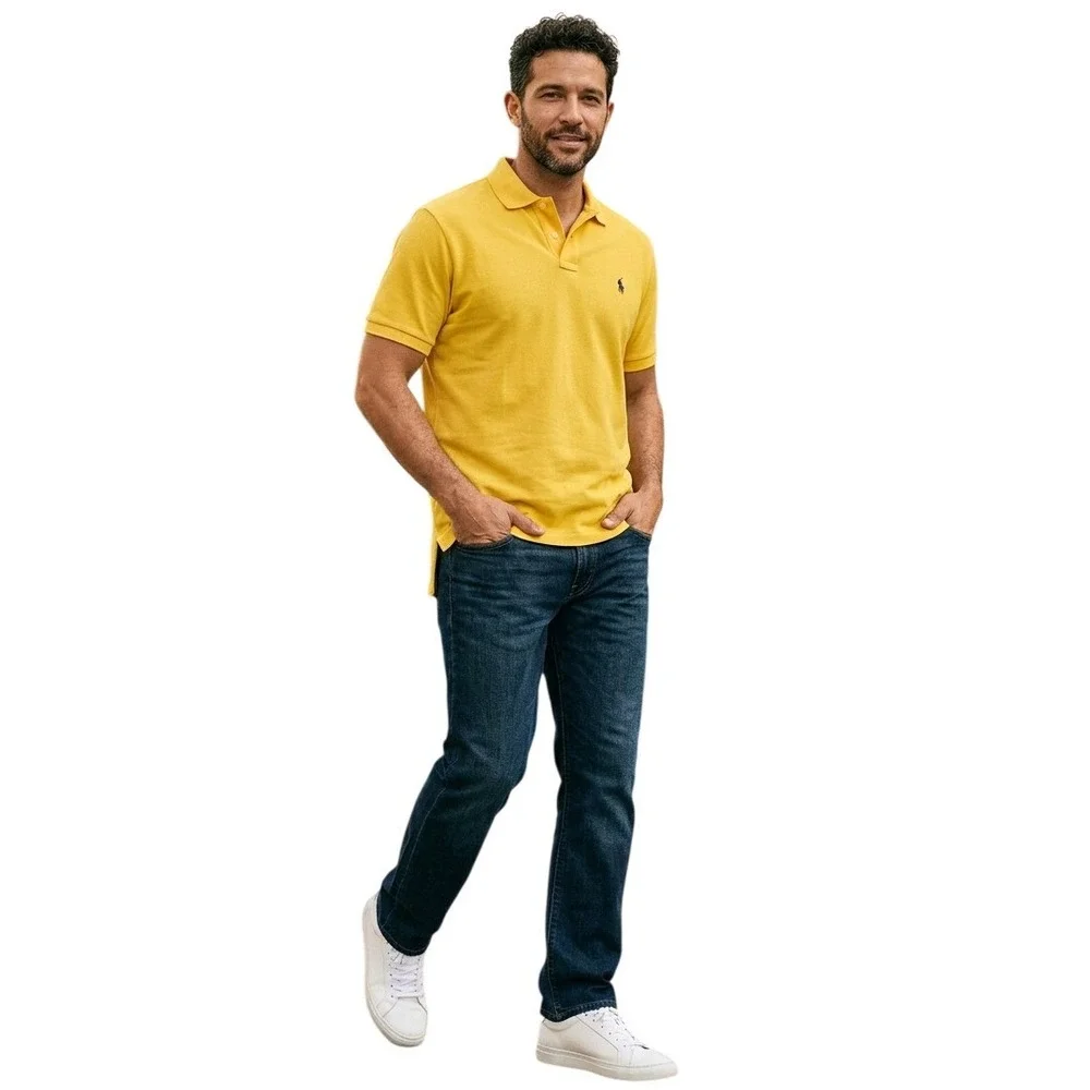 Polo Ralph Lauren Mens Classic Fit Short Sleeve Polo Shirt Yellow Small‎ S
